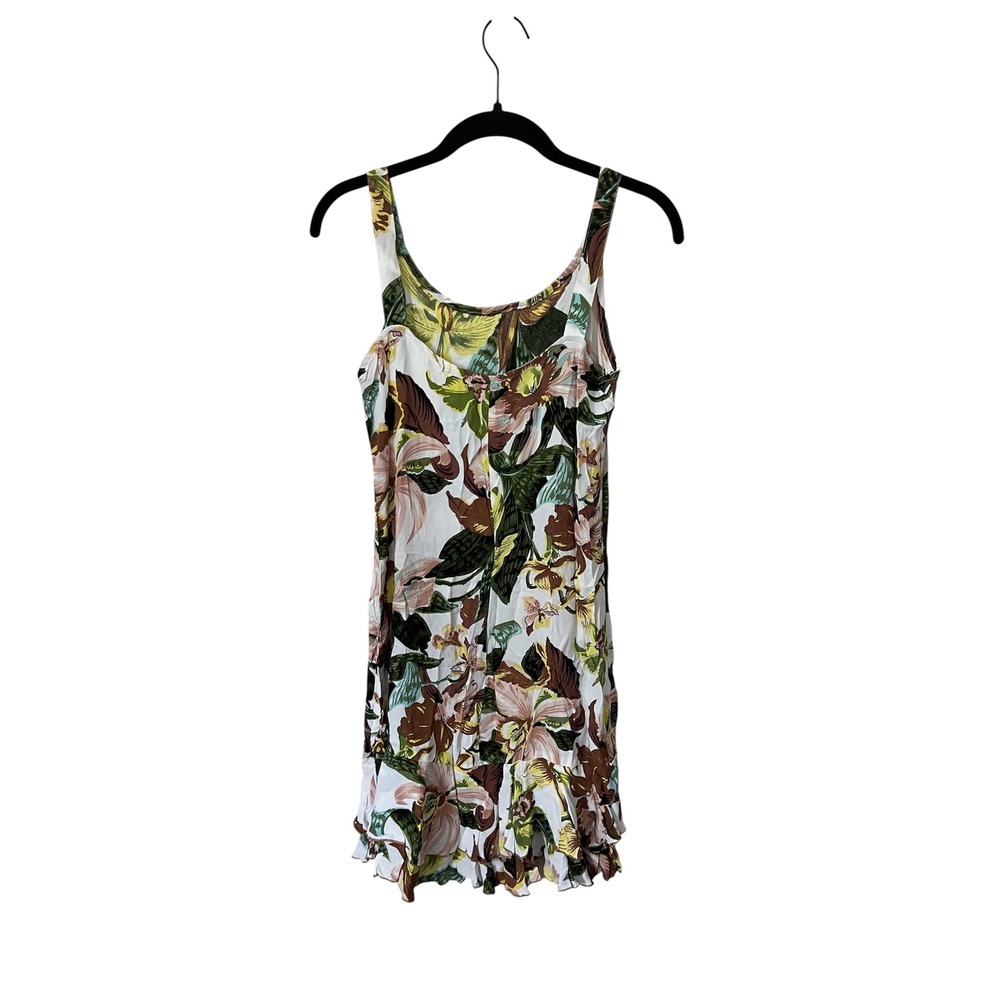 Hawaiian Tropical Orchid Floral Dress White Small